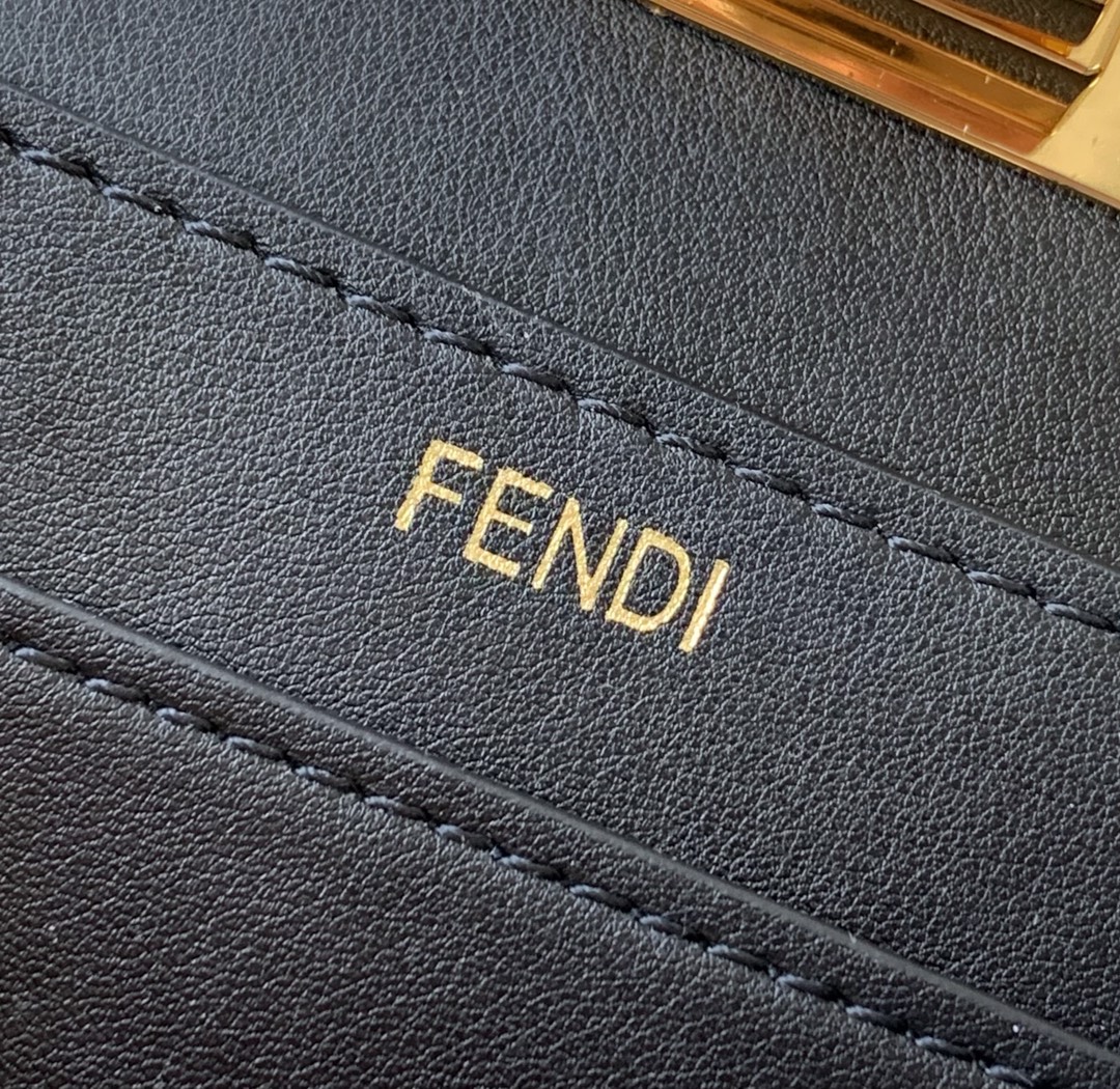 Fendi Peekaboo ISeeU Small Black Interlace Leather Bag